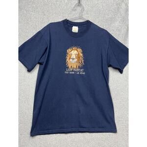 Vintage MGM Grand Embroidered 3-D Lion Short Sleeve T-Shirt L 100% Cotton Navy